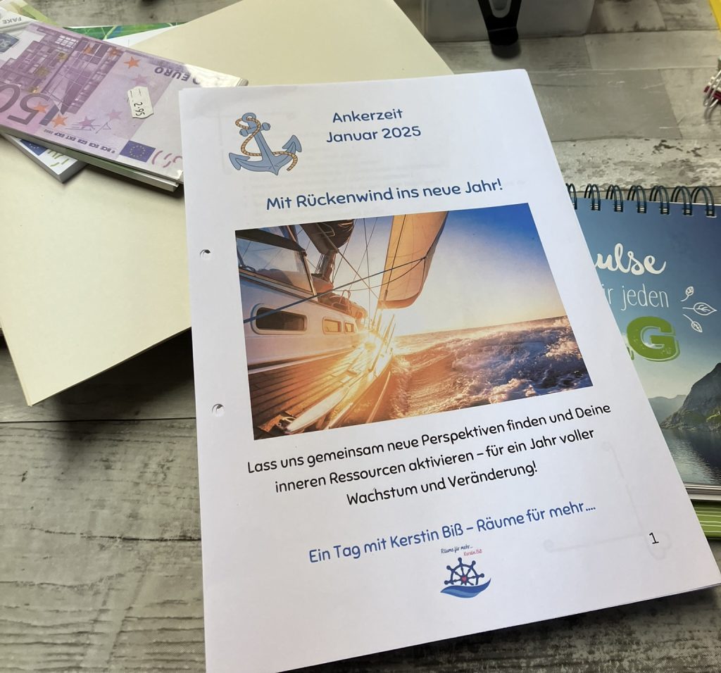 Ankerzeit Workbook mit Anker-Symbol und Segelmotiv – dein persönlicher Begleiter für Klarheit, Selbstfürsorge und Veränderung