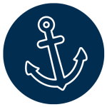 Logo die Ankerzeit in Nürnberg Logo die Ankerzeit - Weißer Anker auf blauem Grund