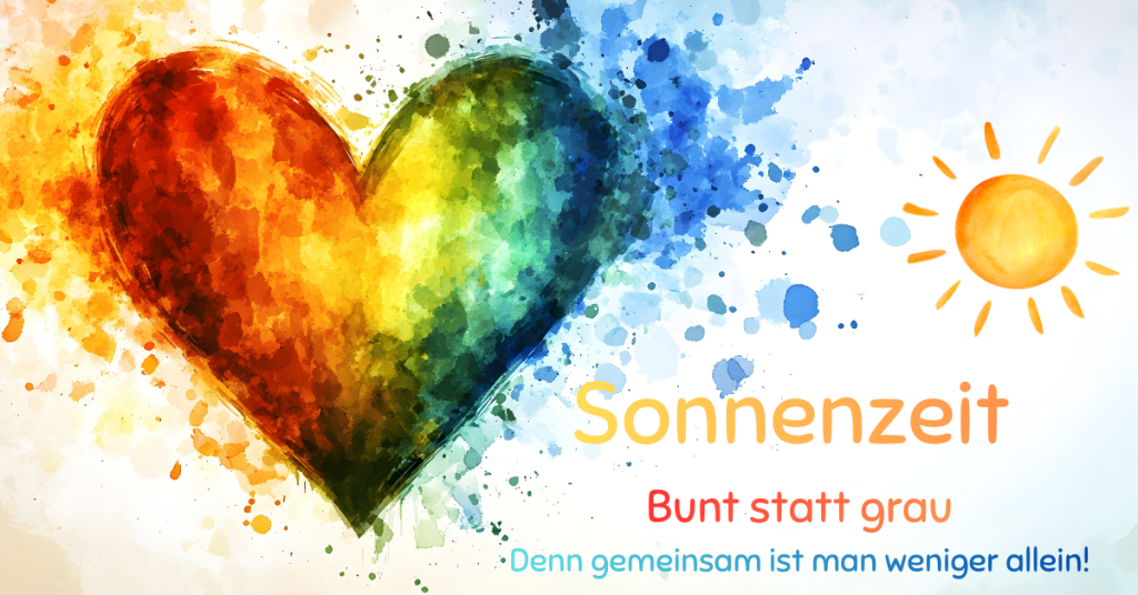 Sonnenzeit - Bunt statt grau in Nürnberg Bild mit bunten Herz